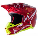 Alpinestars 2023 Supertech M5 Action Motocross Helm Rot / Weiß / Fluoreszierendes Gelb, Größe M