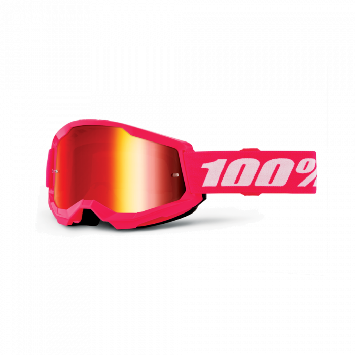 100% 2023 Herbst Strata 2 Jugend Motocross-Brille Pink (Gläser: Mirror Red)