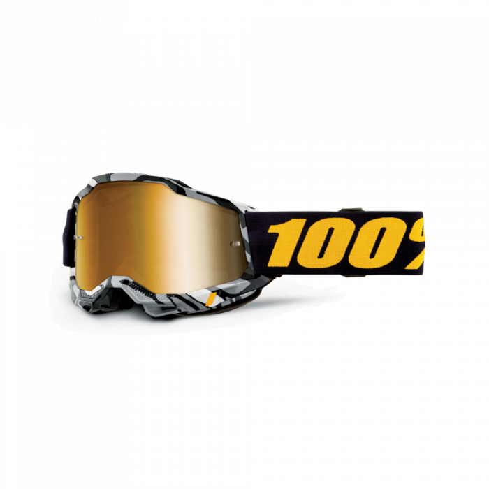 100% 2023 Herbst Accuri 2 Motocross-Brille Ambush Weiß/Schwarz (Gläser: Mirror True Gold)