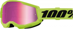 100% 2023 Herbst Strata 2 Jugend Motocross-Brille Fluor-Gelb (Linse: Spiegelrosa)