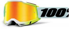 100% 2022 Accuri 2 Dunder Motocross-Brille Weiß / Fluor-Gelb (Gläser: Spiegelgelb)
