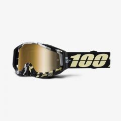 100% Racecraft Motocross-Brille Ergoflash (Linse spiegelgold, Band Schwarz / sand)