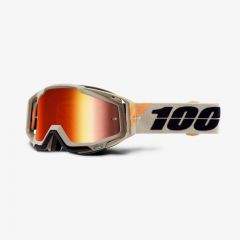 100% Racecraft Motocross-Brille Poliet (Linse verspiegelt rot, Band sand/schwarz)