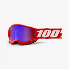 100% 2022 Accuri 2 Jugend Motocross-Brille Neonrot (Gläser: Rot / Blau)