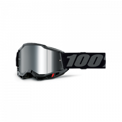 100% 2023 Herbst Accuri 2 Motocross-Brille Schwarz (Gläser: Spiegelsilber)