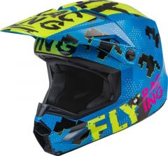 Fly Racing 2024 Kinetic Scan Jugend Motocross Helm Blau / Fluor-Gelb / Pink